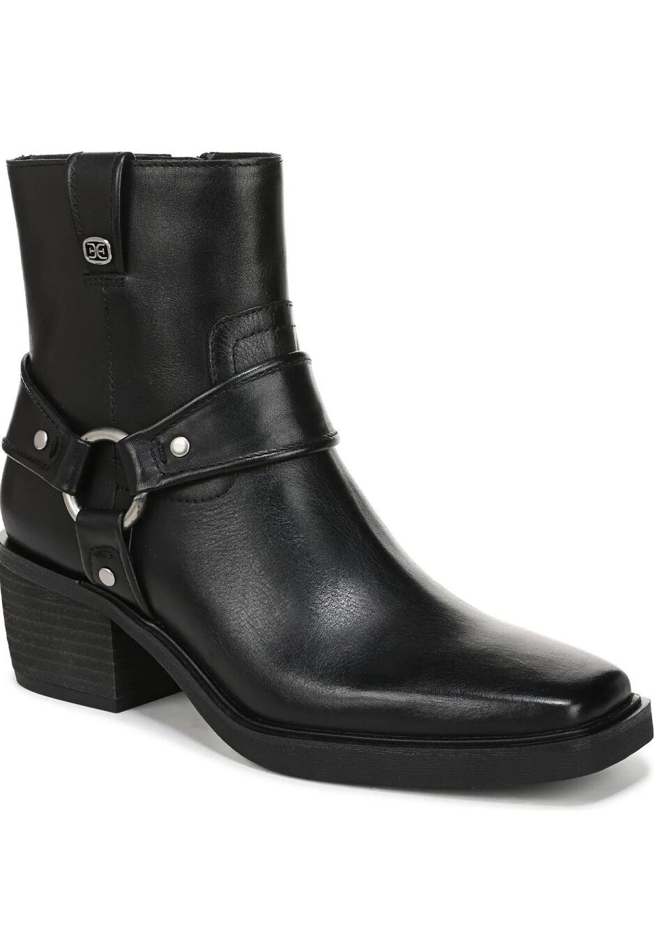Sam Edelman Barret Black Leather Biker Harness Ankle Boots Size 8